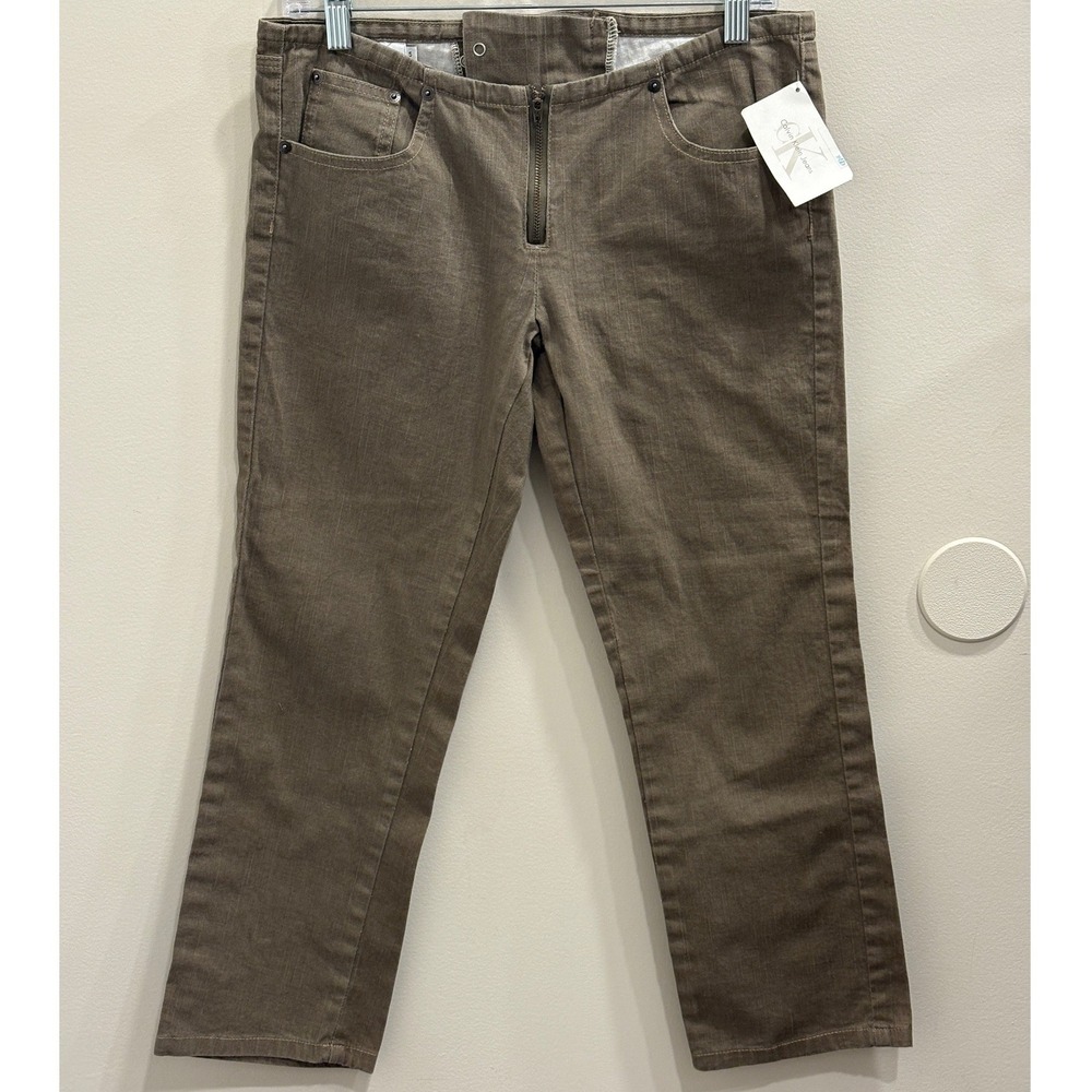 00s Y2K Deadstock Calvin Klein Low-Rise Olive Green Lace Up Back Capri Pants NWT